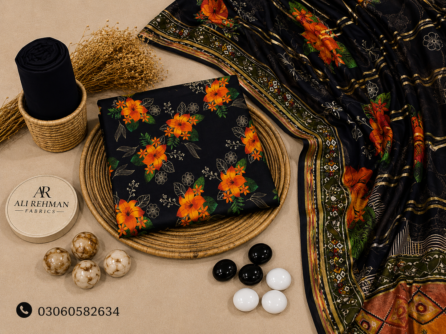 Grey Multicolor Floral 3 Piece Unstitched Suit
