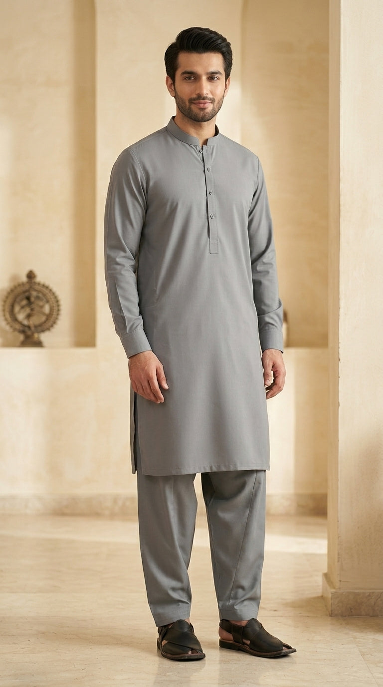 Mustard Yellow Unstitched Shalwar Kameez